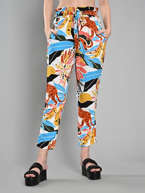 women printed mid rise straight trouser - 21840819 - Very Small Image - 1