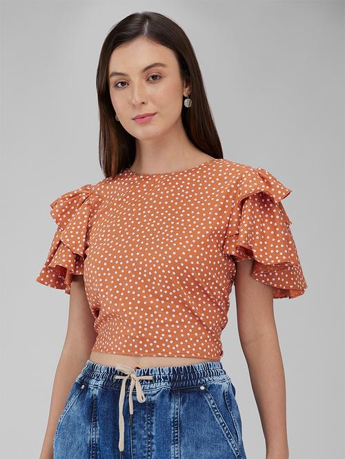 women polka doted crop backless top - 21840942 - Very Small Image - 1