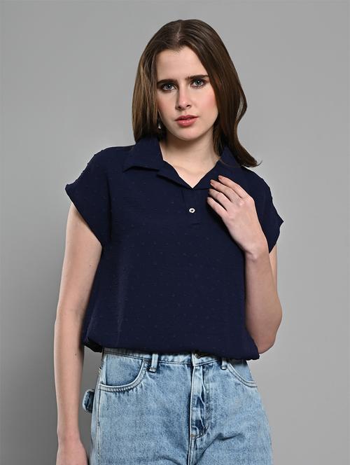 women self designed collared regular top - 21840944 - Very Small Image - 1