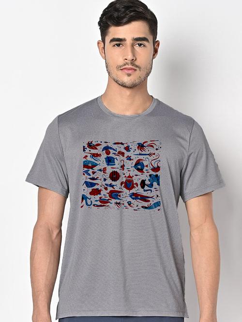 men grey round neck regular fit t-shirt - 21842286 - Very Small Image - 1