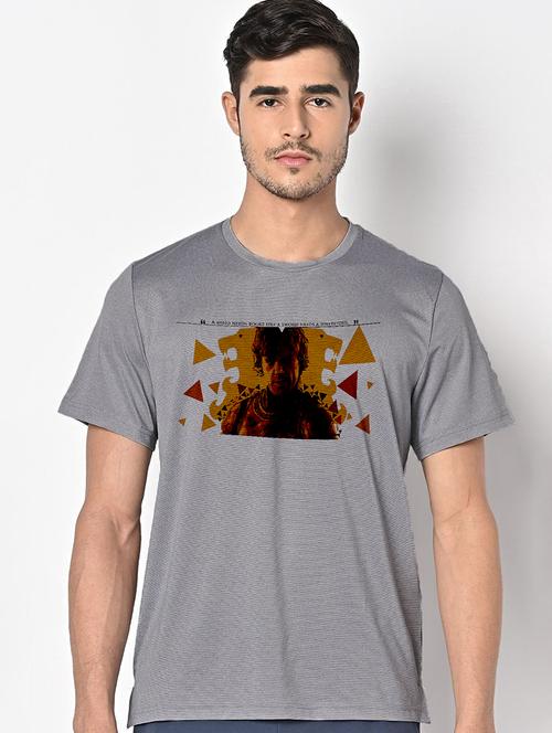 men grey round neck regular fit t-shirt - 21842376 - Very Small Image - 1
