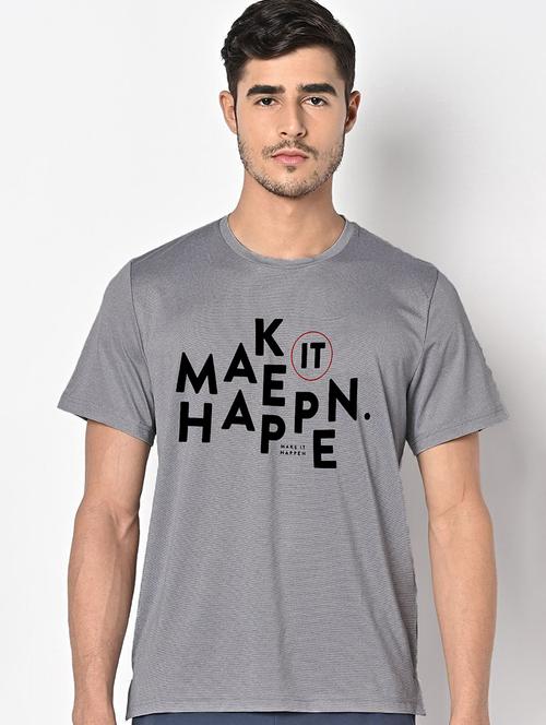 men grey round neck regular fit t-shirt - 21842594 - Very Small Image - 1