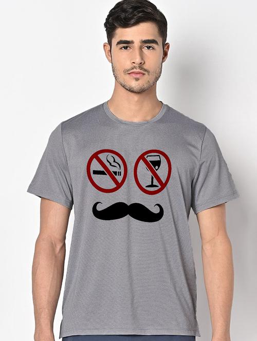 men grey round neck regular fit t-shirt - 21842639 - Very Small Image - 1