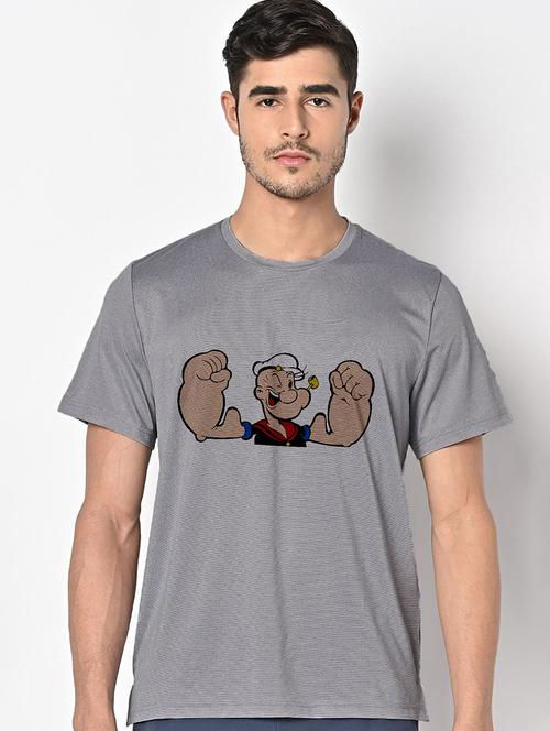 men grey round neck regular fit t-shirt - 21842661 - Very Small Image - 1