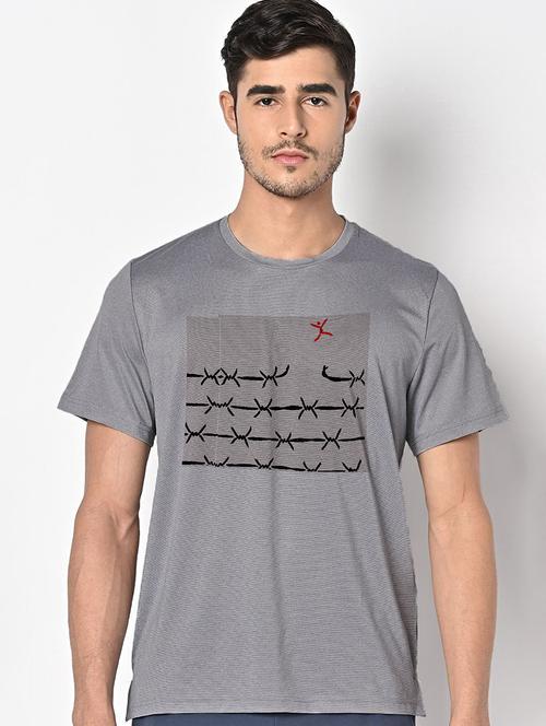 men grey round neck regular fit t-shirt - 21842669 - Very Small Image - 1