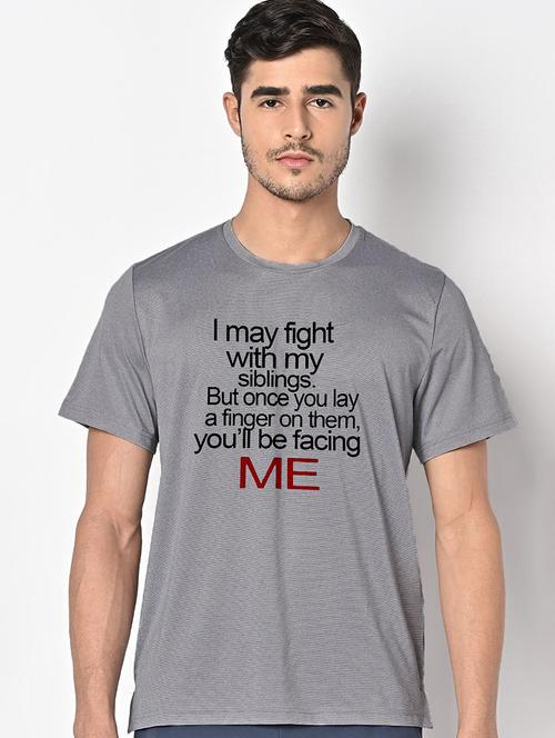 men grey round neck regular fit t-shirt - 21842672 - Very Small Image - 1