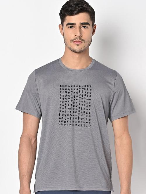 men grey round neck regular fit t-shirt - 21842777 - Very Small Image - 1