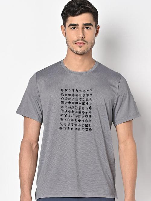 men grey round neck regular fit t-shirt - 21842781 - Very Small Image - 1