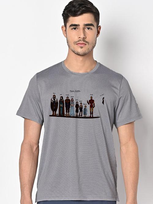 men grey round neck regular fit t-shirt - 21842787 - Very Small Image - 1