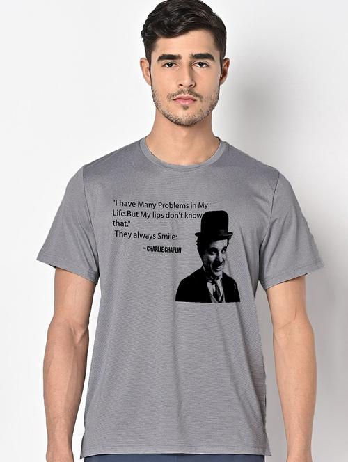men grey round neck regular fit t-shirt - 21842837 - Very Small Image - 1