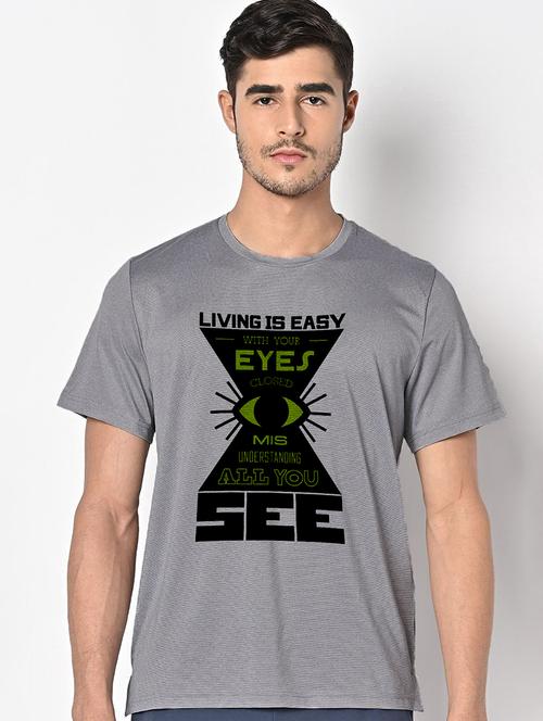 men grey round neck regular fit t-shirt - 21842843 - Very Small Image - 1