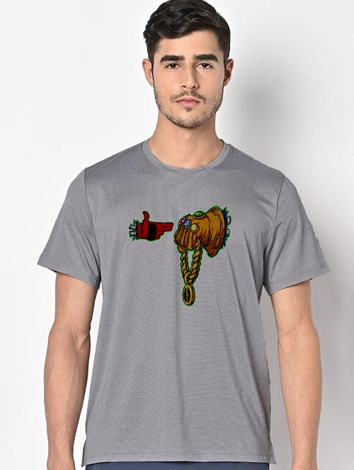 men grey round neck regular fit t-shirt - 21842867 - Very Small Image - 1