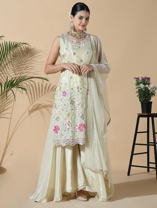 women embroidered sleeveless kurta palazzo set - 21842965 - Very Small Image - 1