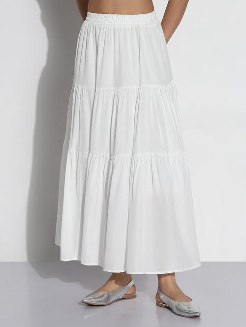 women solid high rise tiered skirt - 21843156 - Very Small Image - 1