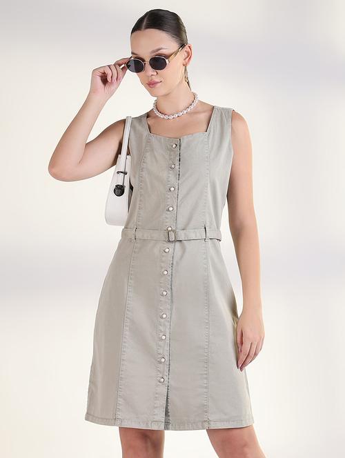 women solid sleeveless a-line dress - 21843362 - Very Small Image - 1