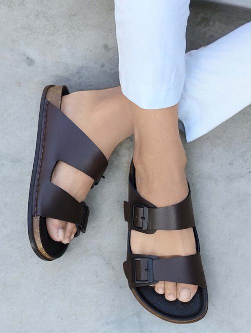 men brown slip on sandal - 21853602 - Very Small Image - 1