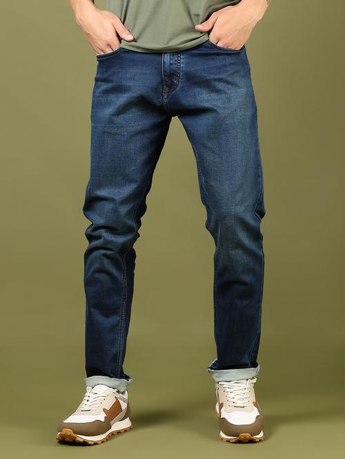 men plain mid rise full length denim jeans - 21855171 - Very Small Image - 1