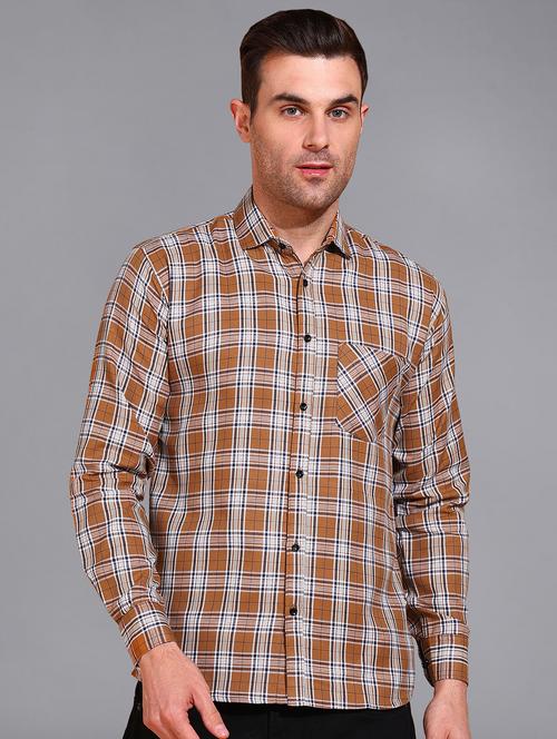 men checked long sleeve regular fit casual shirt  - 21866527 - Very Small Image - 1