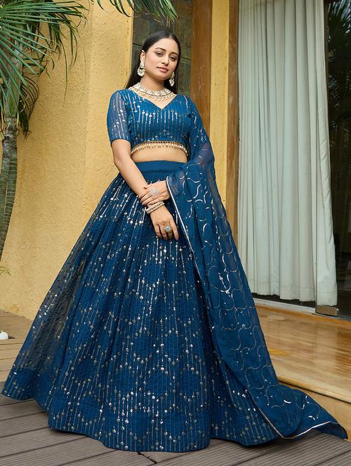 women flared semi stitched lehenga choli with dupatta set - 21867356 - Very Small Image - 1