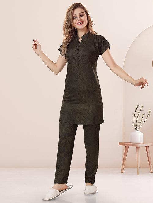 women printed short sleeves nightwear pyjama set - 21870912 - Very Small Image - 1