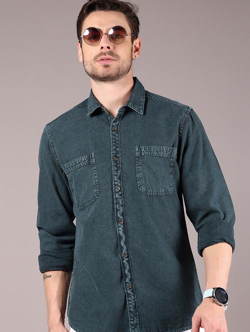 men solid long sleeve regular fit casual shirt - 21874071 - Very Small Image - 1
