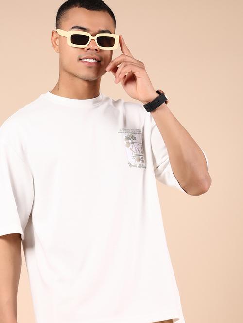 men front & back print round neck oversized t-shirt - 21874425 - Very Small Image - 1