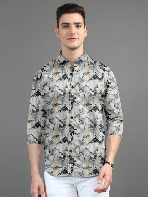 men printed long sleeves casual shirt - 21874558 - Very Small Image - 1