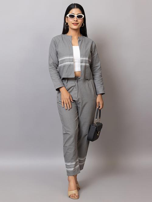 women grey striped jacket & trouser co-ord set - 21874834 - Very Small Image - 1