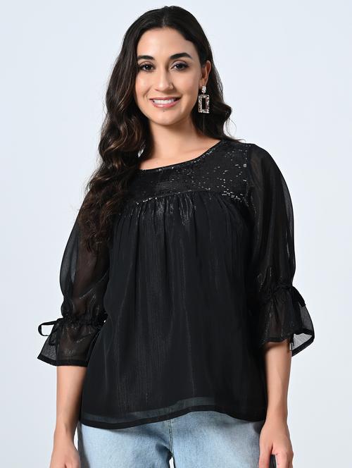 women embellished round neck regular top - 21898947 - Very Small Image - 1