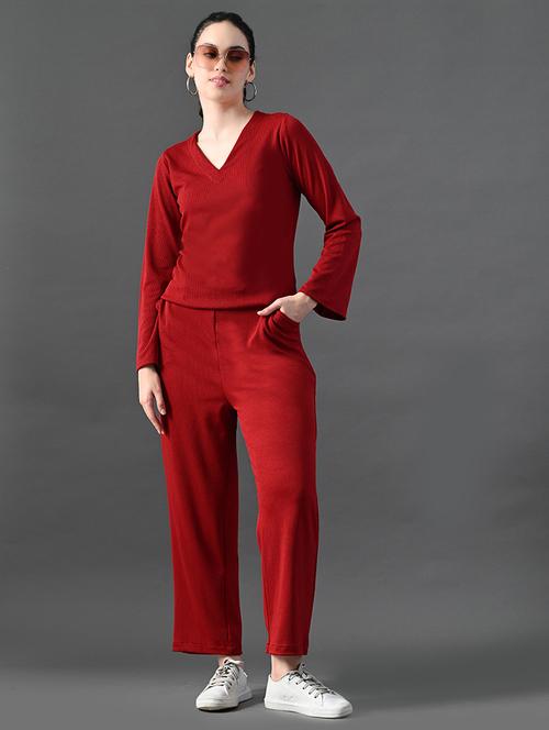 women solid top and trouser co-ord set - 21899201 - Very Small Image - 1