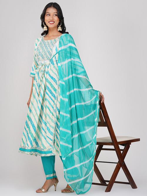 women three quarter sleeve kurta pant with dupatta set - 21901347 - Very Small Image - 1