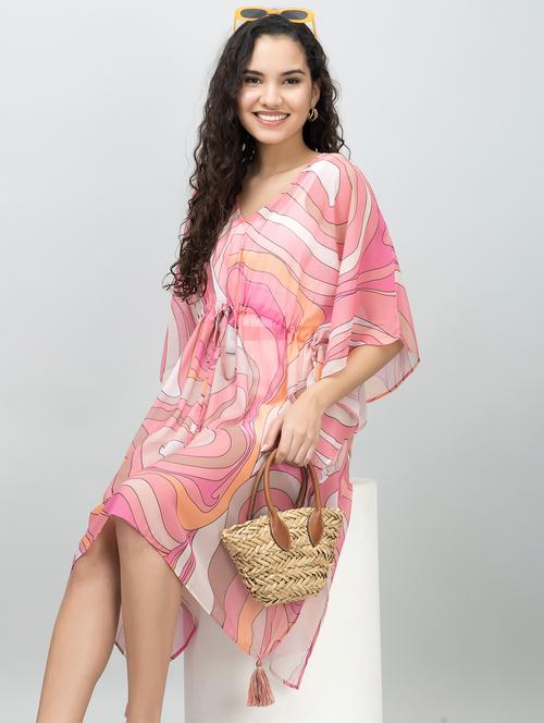 women printed kimono sleeves kaftan dress - 21901585 - Very Small Image - 1