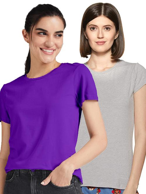 women pack of 2 solid short sleeves t-shirt - 21903687 - Very Small Image - 1