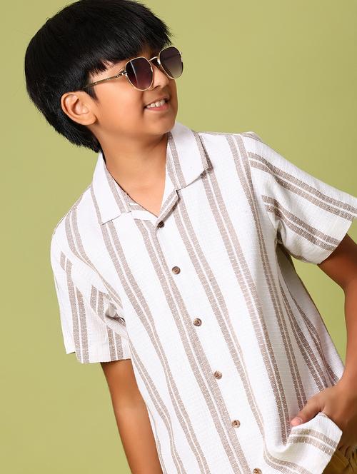 boys striped cuban collared short sleeve shirt - 21904247 - Very Small Image - 1