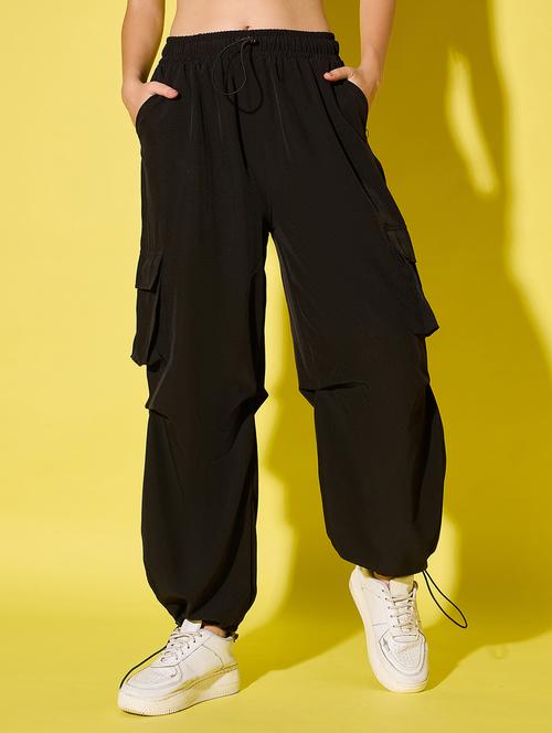 women solid high rise parachute pants  - 21904435 - Very Small Image - 1