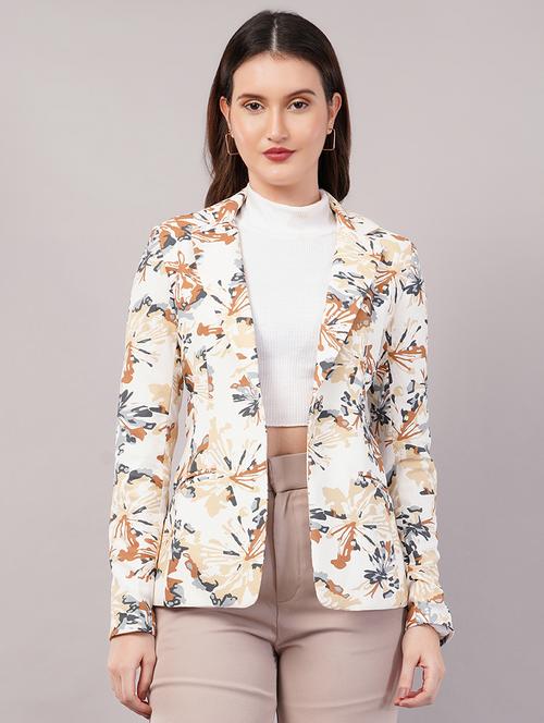 women floral print long sleeves single breasted blazer - 21905162 - Very Small Image - 1