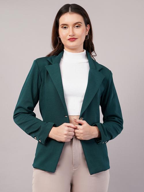 women solid long sleeves single breasted blazer - 21905171 - Very Small Image - 1