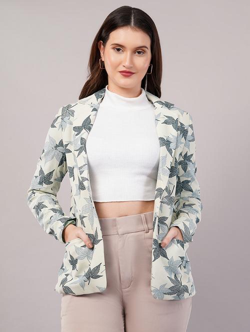 women printed long sleeves single breasted blazer - 21905176 - Very Small Image - 1
