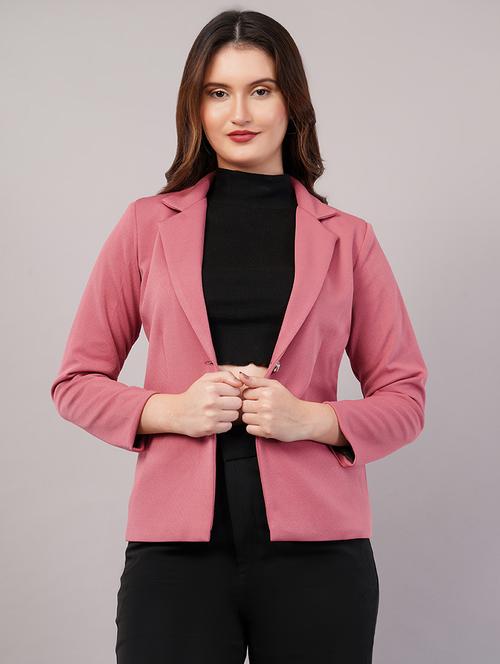women solid long sleeves single breasted blazer - 21905182 - Very Small Image - 1