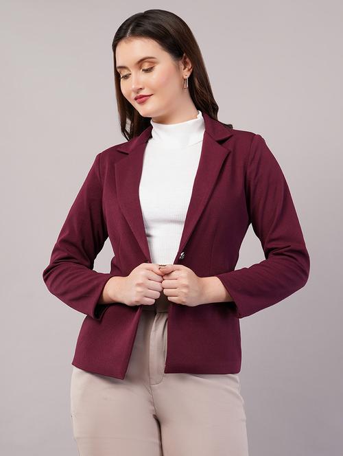 women solid long sleeves single breasted blazer - 21905183 - Very Small Image - 1
