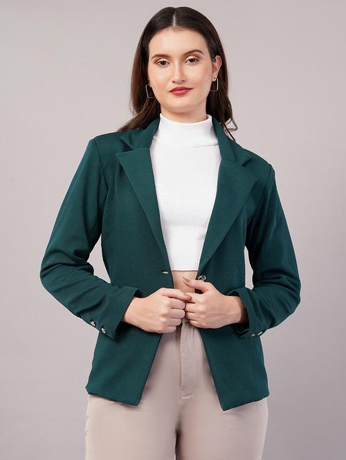 women solid long sleeves single breasted blazer - 21905186 - Very Small Image - 1