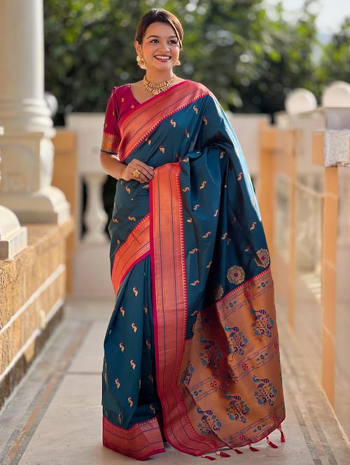 women self design paithani saree with blouse - 21905782 - Very Small Image - 1