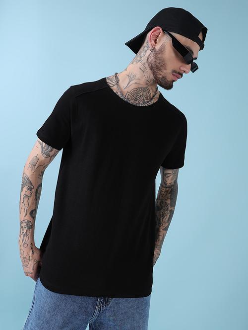 men black solid round neck regular fit t-shirt - 21908874 - Very Small Image - 1