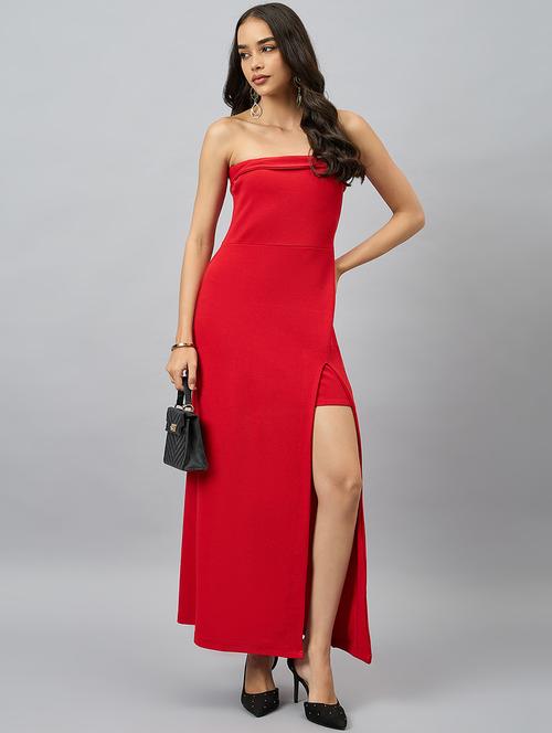 women red solid tube a-line maxi dress - 21909248 - Very Small Image - 1
