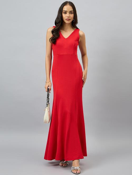 women red solid sleeveless a-line maxi dress - 21909250 - Very Small Image - 1