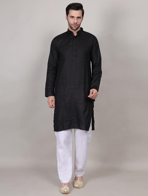 men self design mandarin neck kurta with trousers ethnic wear set - 21909573 - Very Small Image - 1