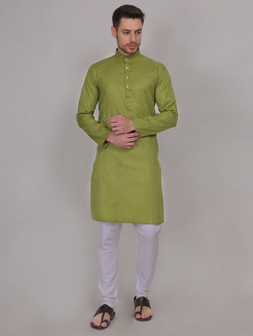 men self design mandarin neck kurta with trousers ethnic wear set - 21909579 - Very Small Image - 1