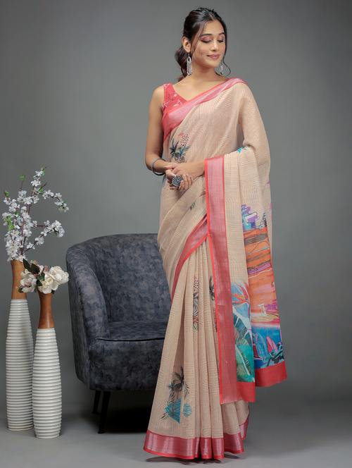 women printed casual wear saree with blouse - 21911853 - Very Small Image - 1