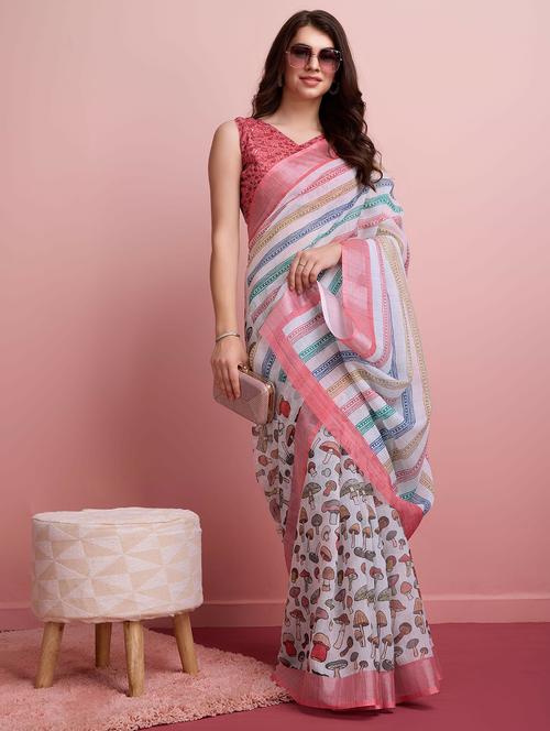 women printed casual wear saree with blouse - 21911855 - Very Small Image - 1