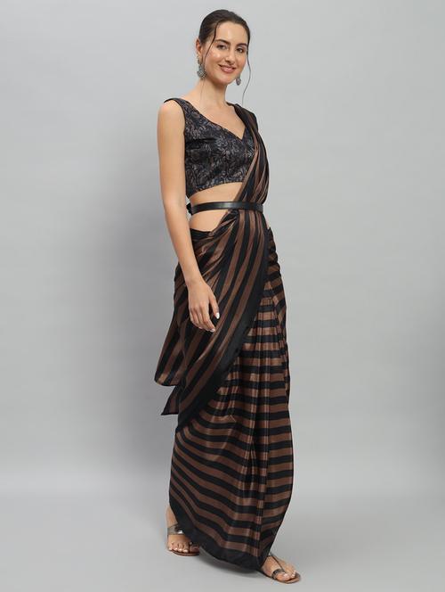 women striped ready to wear saree with blouse - 21911881 - Very Small Image - 1